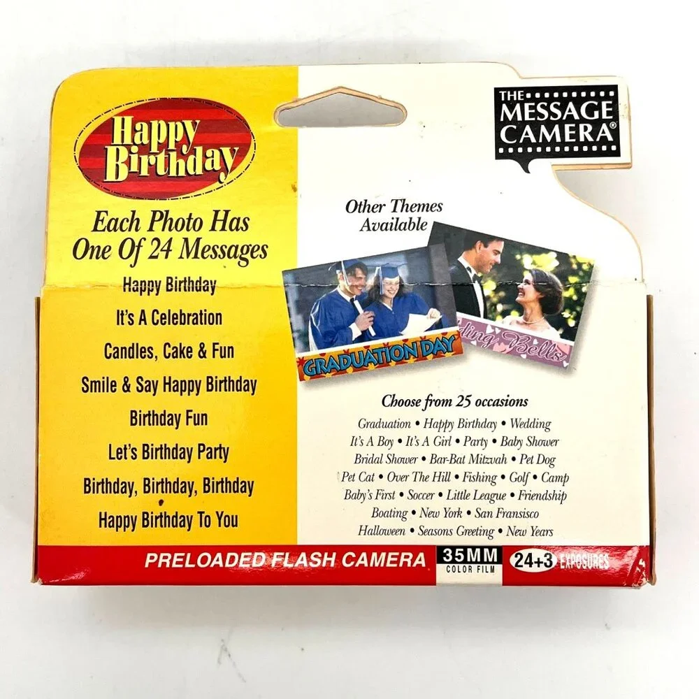 35 mm Color The Message Camera Preloaded Happy Birthday Flash Camera Unopened